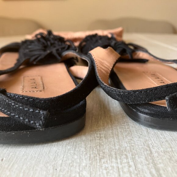 Alaia Paris Suede Flat Sandals with Fringe Top Made in Italy Size 39 1/2 - Picture 8 of 9
